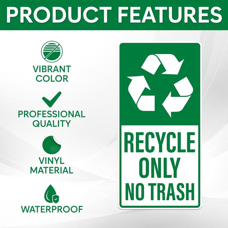 RABOWA Pack 6 Pcs Recycle and Trash Sticker for Trash Cans Garbage Bins Recycling Bin Labels Waste Signs Indoor Outdoor Home Offices Bumper Stickers Reusable Waterproof Vinyl Decals Set - Image 3